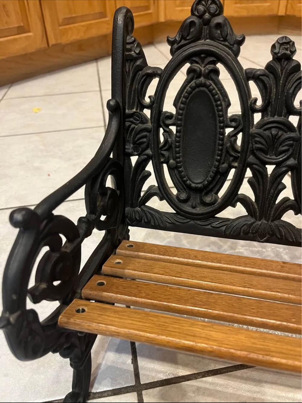 Antique Cast Iron And Wood Bench. RARE ART NOUVEAU - Picture 2 of 4